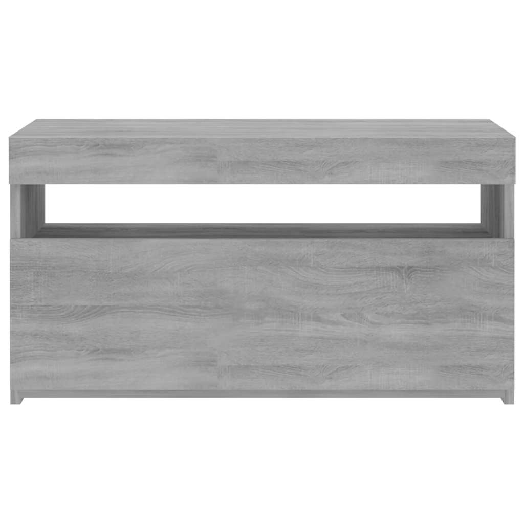 tv-bord med LED-lys 75x35x40 cm grå sonoma-eg