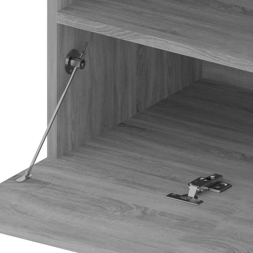 tv-bord med LED-lys 75x35x40 cm grå sonoma-eg