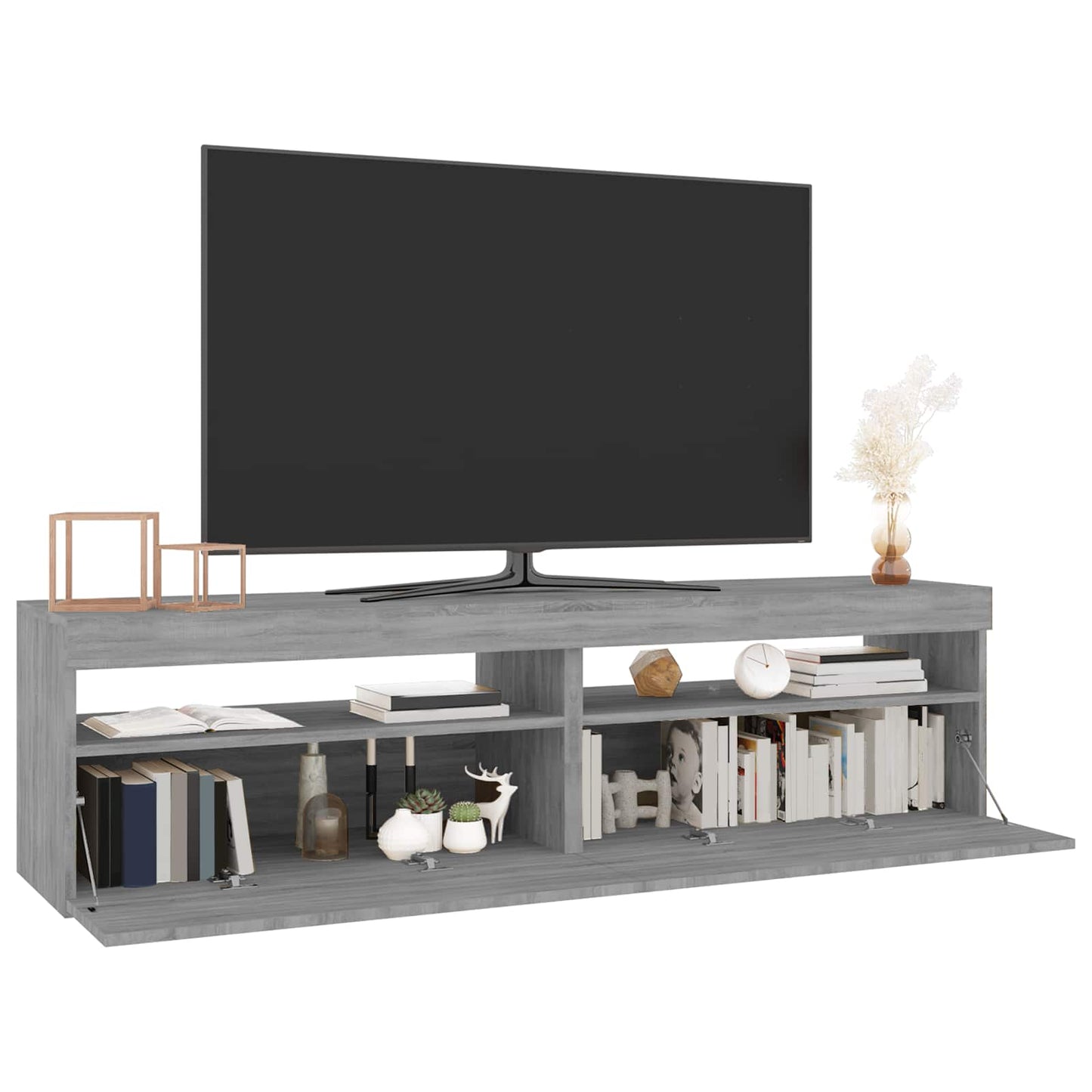 tv-borde 2 stk. med LED-lys 75x35x40 cm grå sonoma-eg