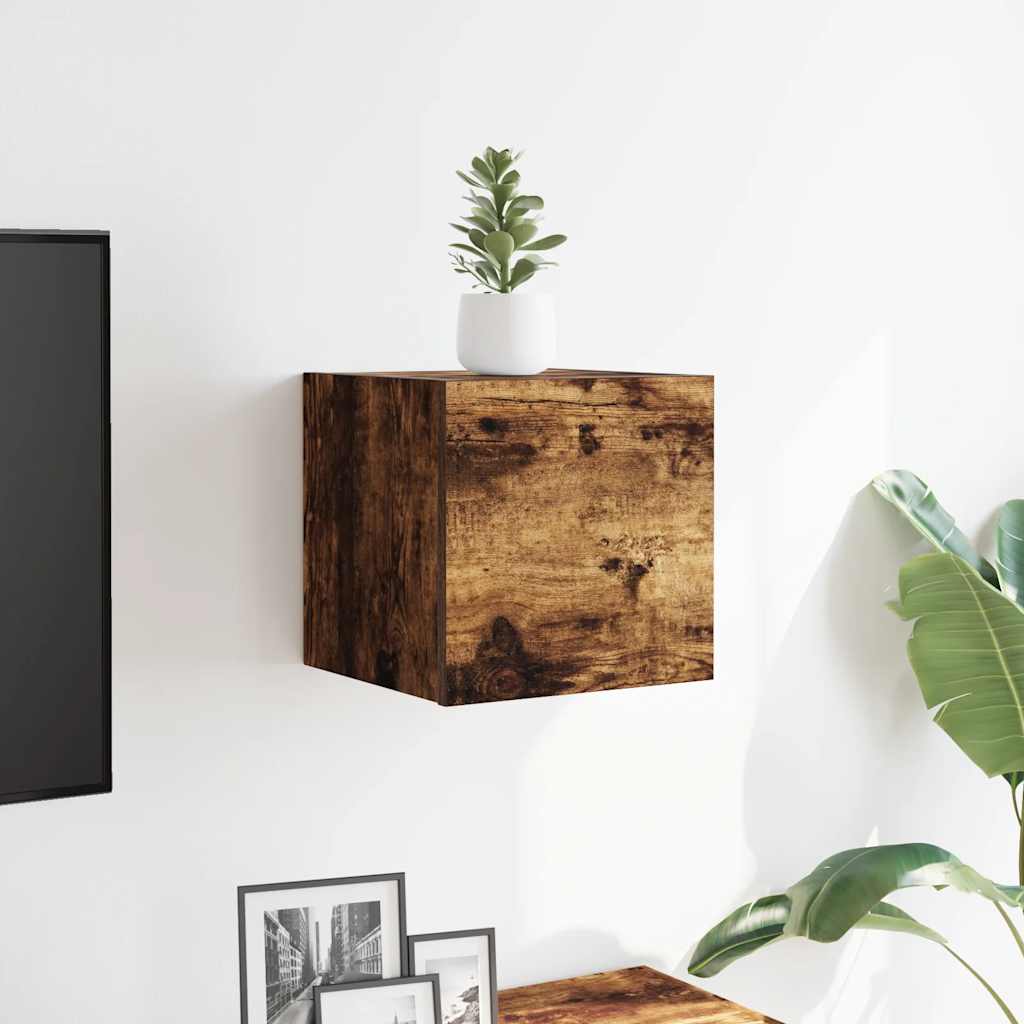 væghængt tv-skab 30,5x30x30 cm røget egetræsfarve