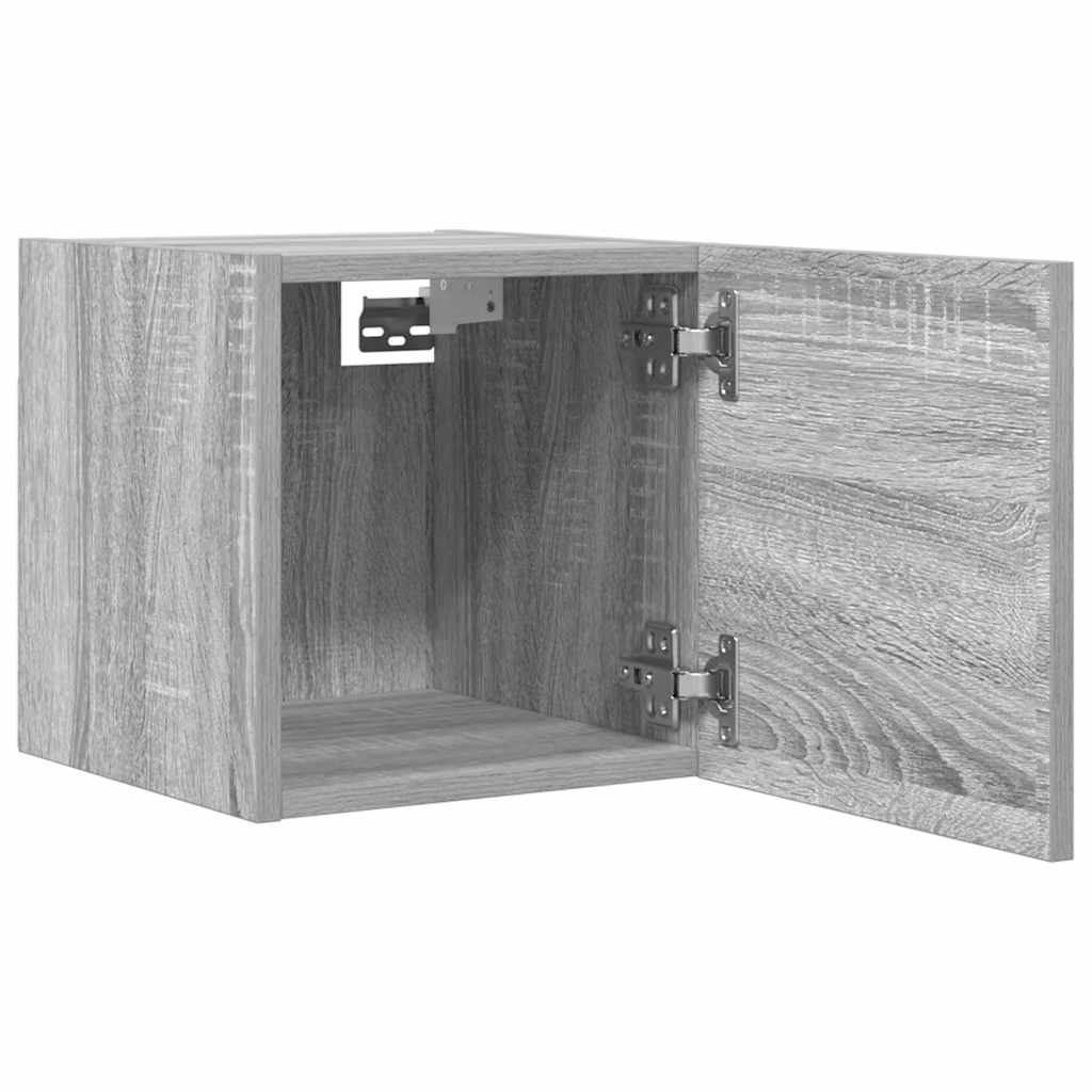 væghængtee tv-skab 2 stk. 30,5x30x30 cm grå og sonoma-eg