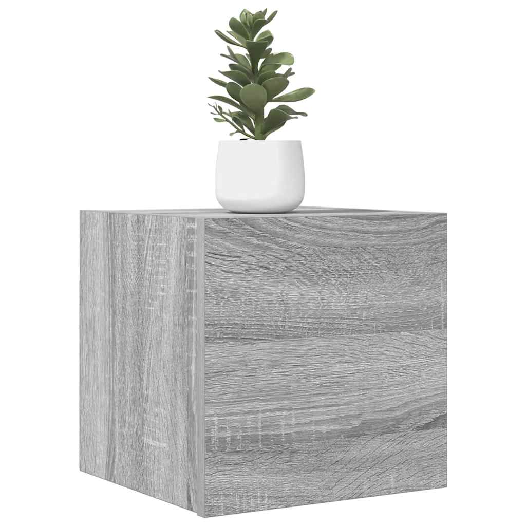 væghængtee tv-skab 2 stk. 30,5x30x30 cm grå og sonoma-eg