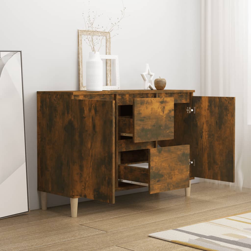 skænk 101x35x70 cm konstrueret træ røget egetræsfarve