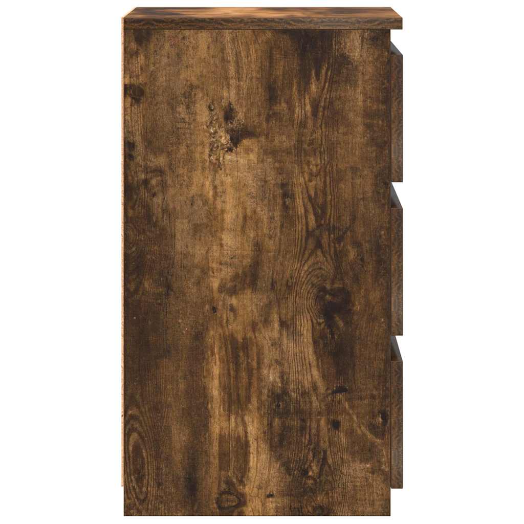 sengeborde 2 stk. 40x35x62,5 cm konstrueret træ røget egetræ