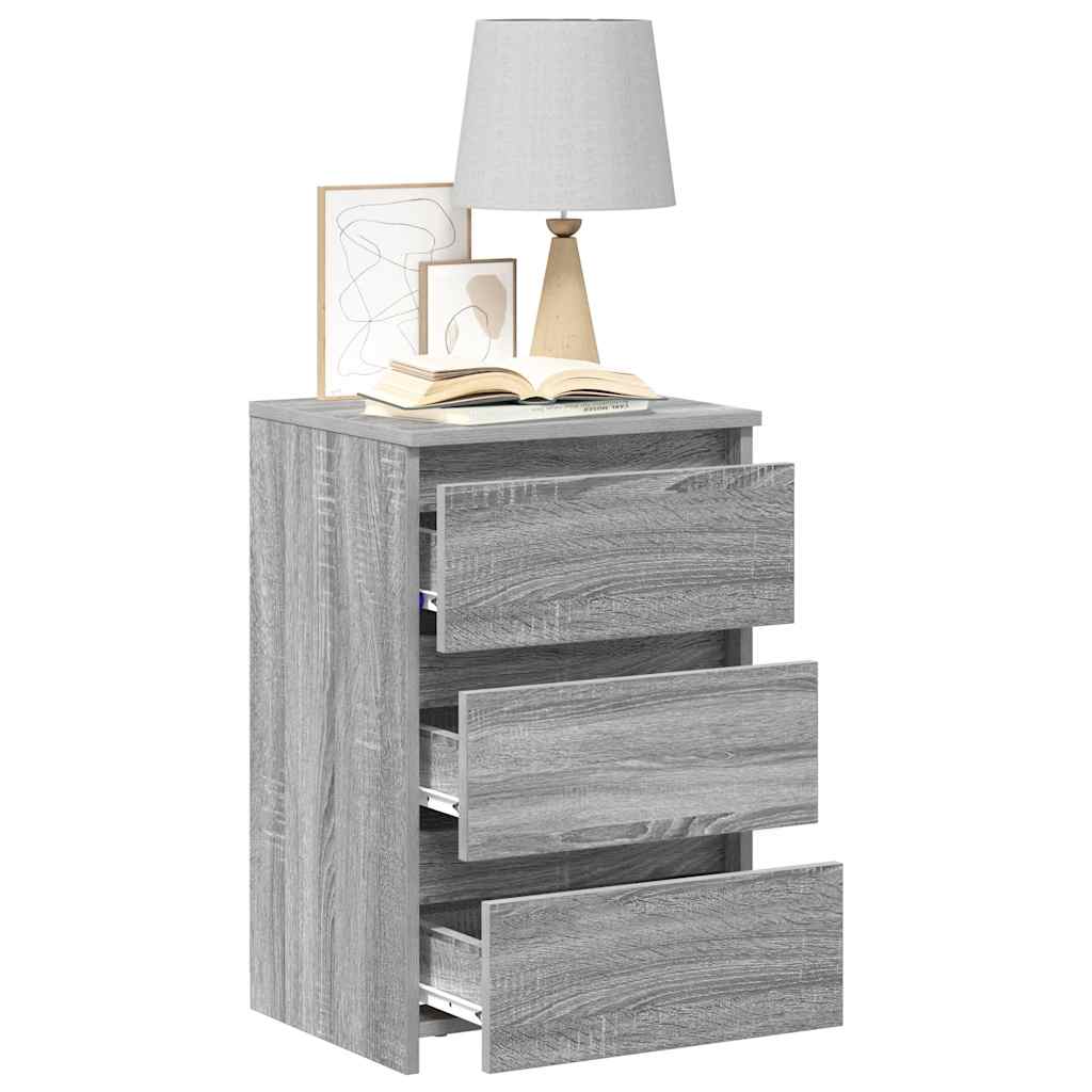 sengeborde 2 stk. 40x35x62,5 cm konstrueret træ grå sonoma-eg