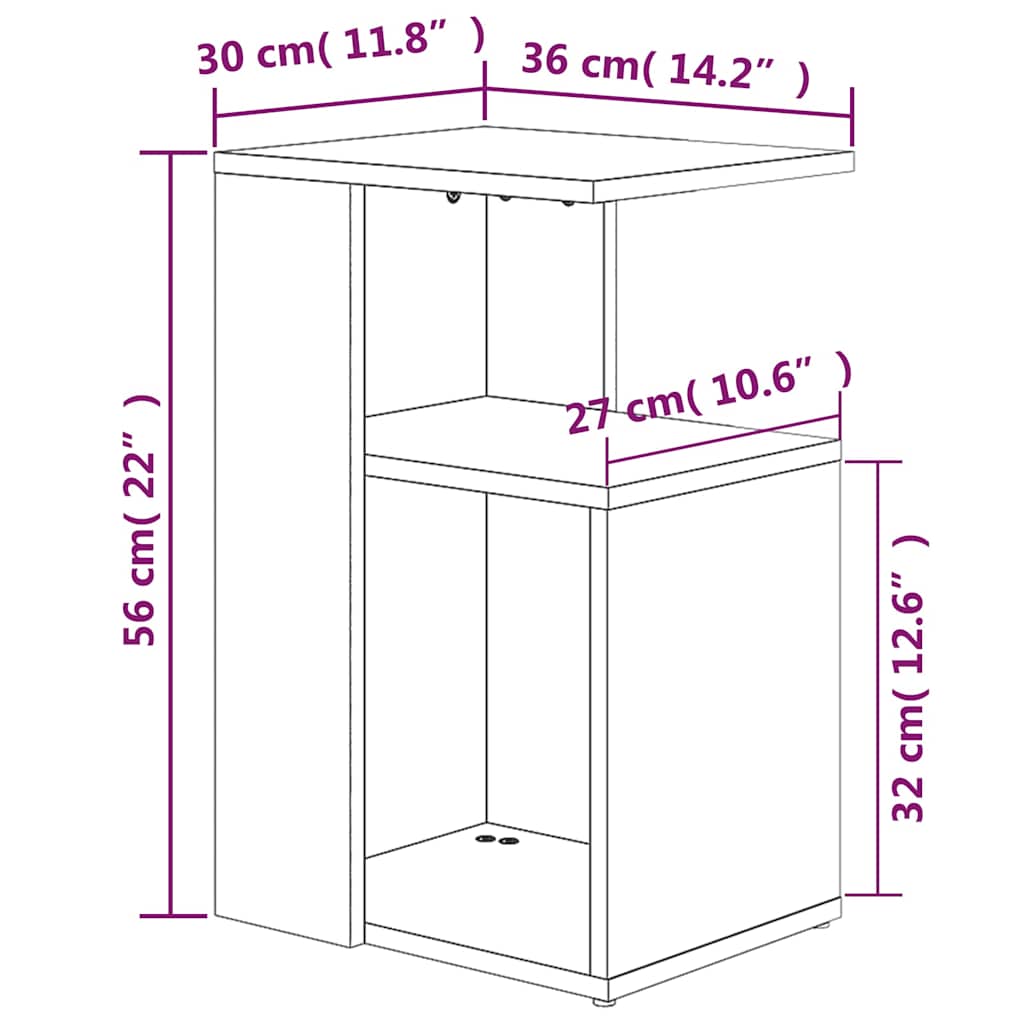sidebord 36x30x56 cm konstrueret træ røget egetræsfarve