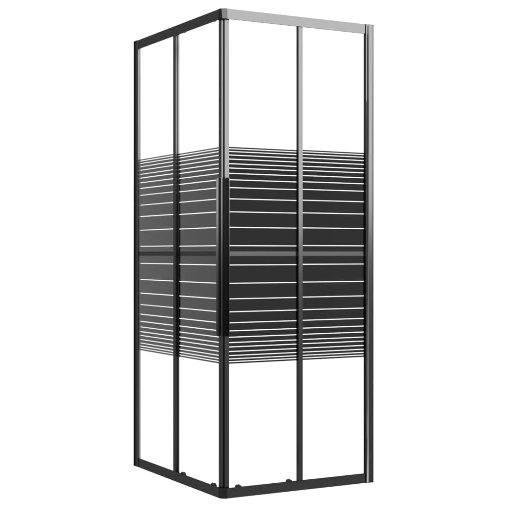 brusekabine 90x70x180 cm sikkerhedsglas stribet sort
