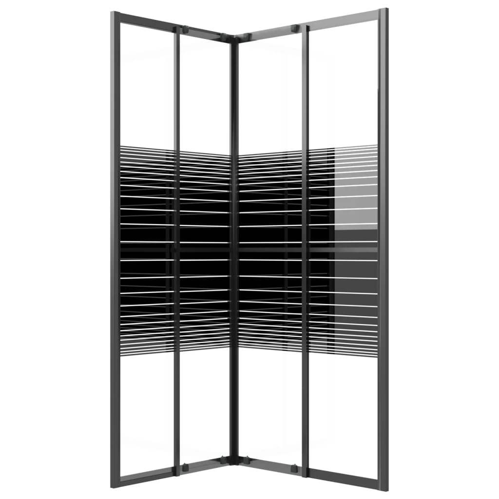 brusekabine 90x70x180 cm sikkerhedsglas stribet sort