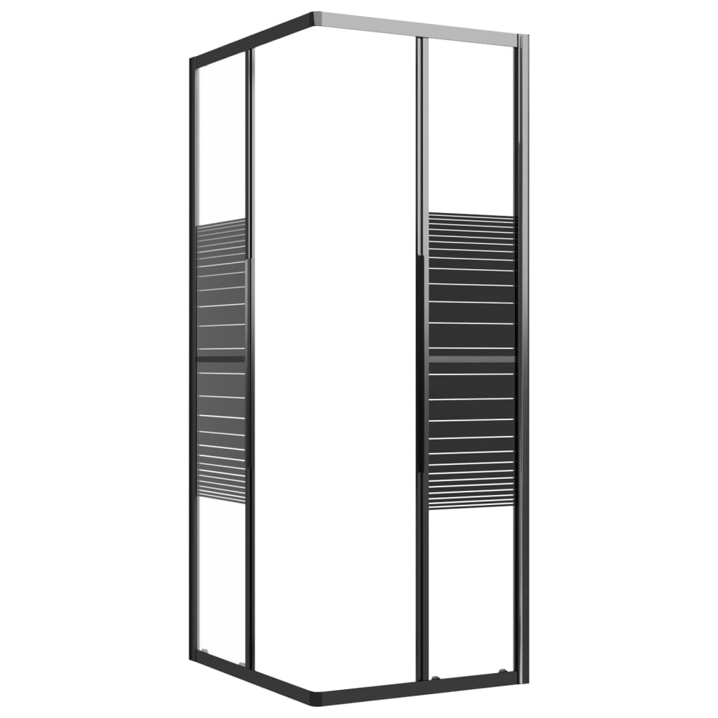 brusekabine 90x70x180 cm sikkerhedsglas stribet sort