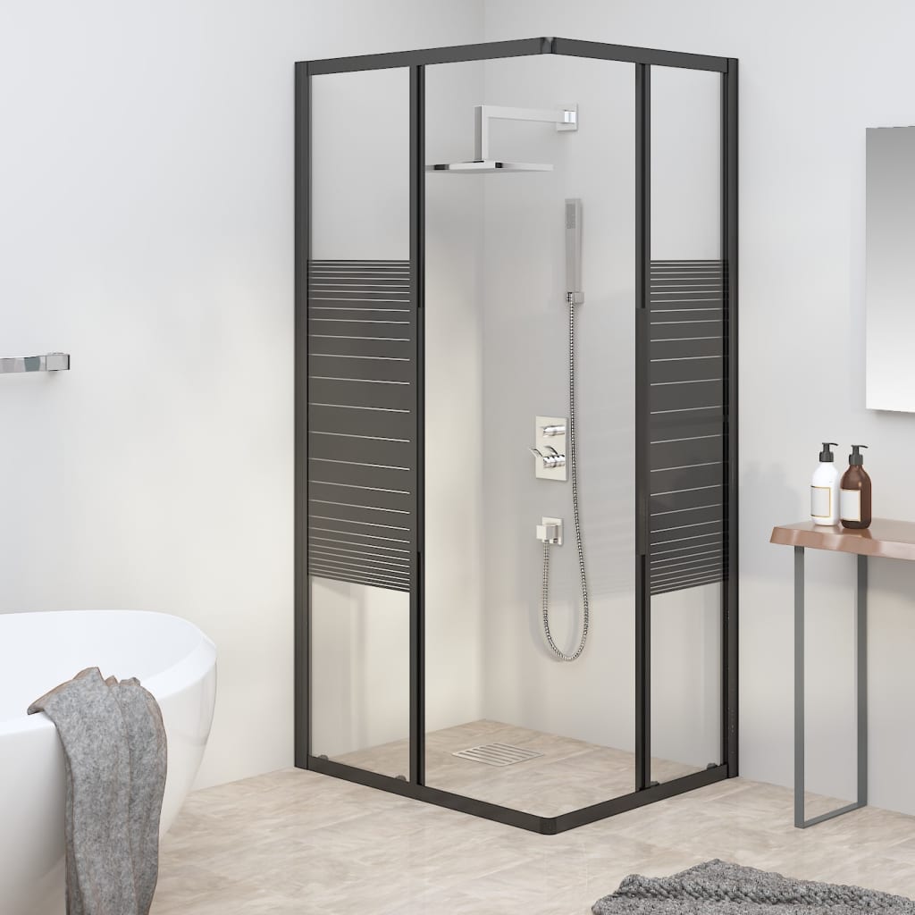 brusekabine 90x70x180 cm sikkerhedsglas stribet sort