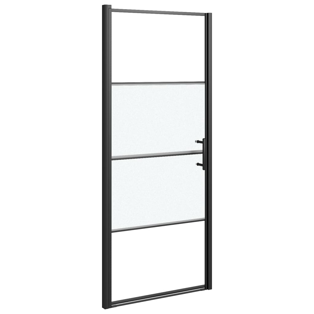 brusedør 81x195 cm halvmatteret hærdet glas sort