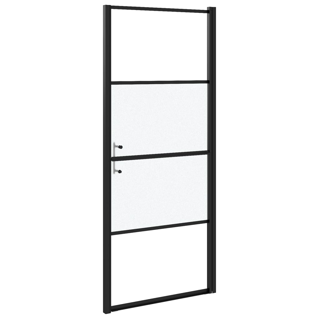 brusedør 81x195 cm halvmatteret hærdet glas sort