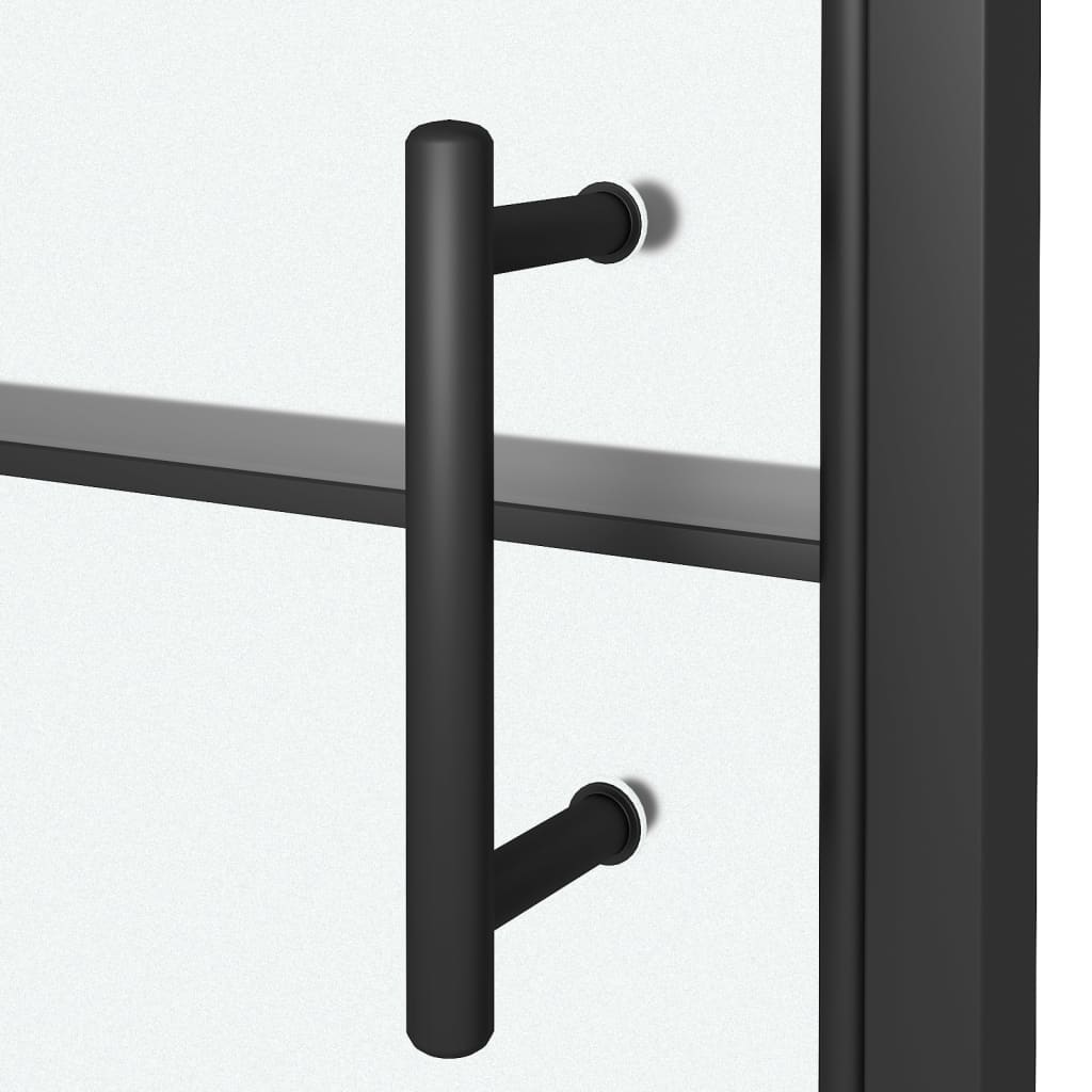brusedør 81x195 cm halvmatteret hærdet glas sort