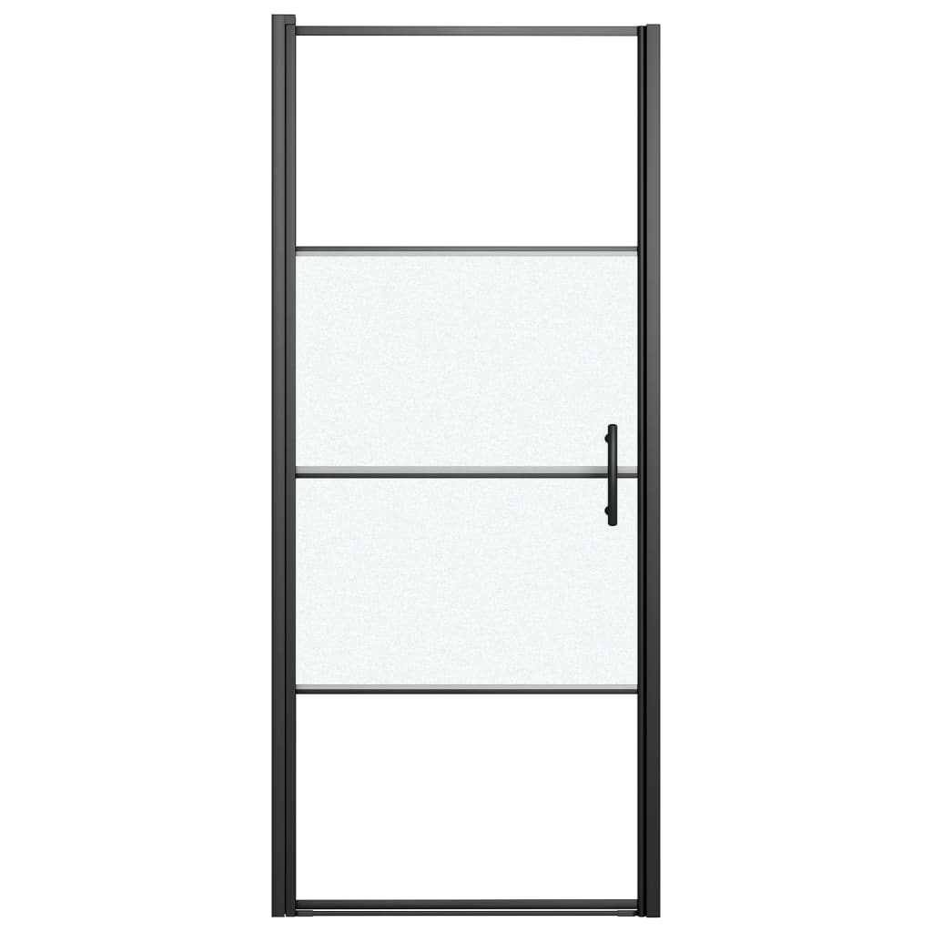 brusedør 91x195 cm halvmatteret hærdet glas sort