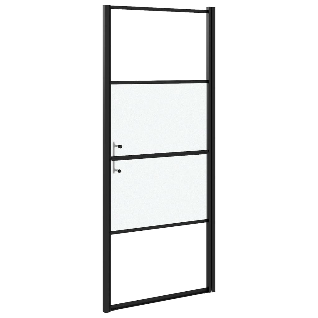 brusedør 91x195 cm halvmatteret hærdet glas sort