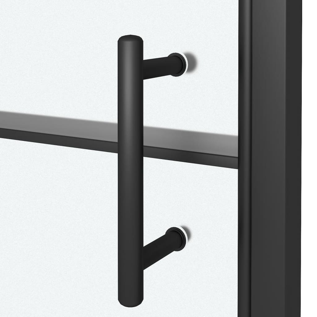 brusedør 91x195 cm halvmatteret hærdet glas sort