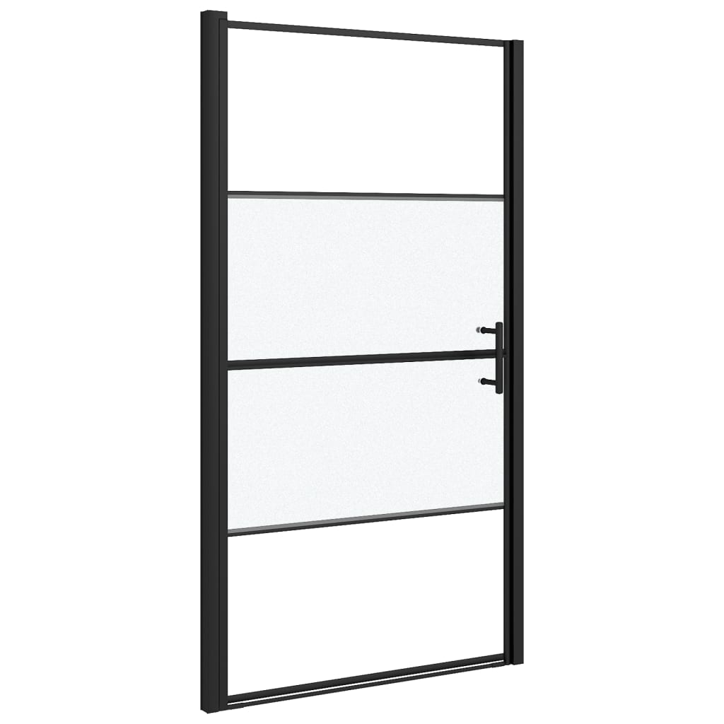 brusedør 100x178 cm halvmatteret hærdet glas sort