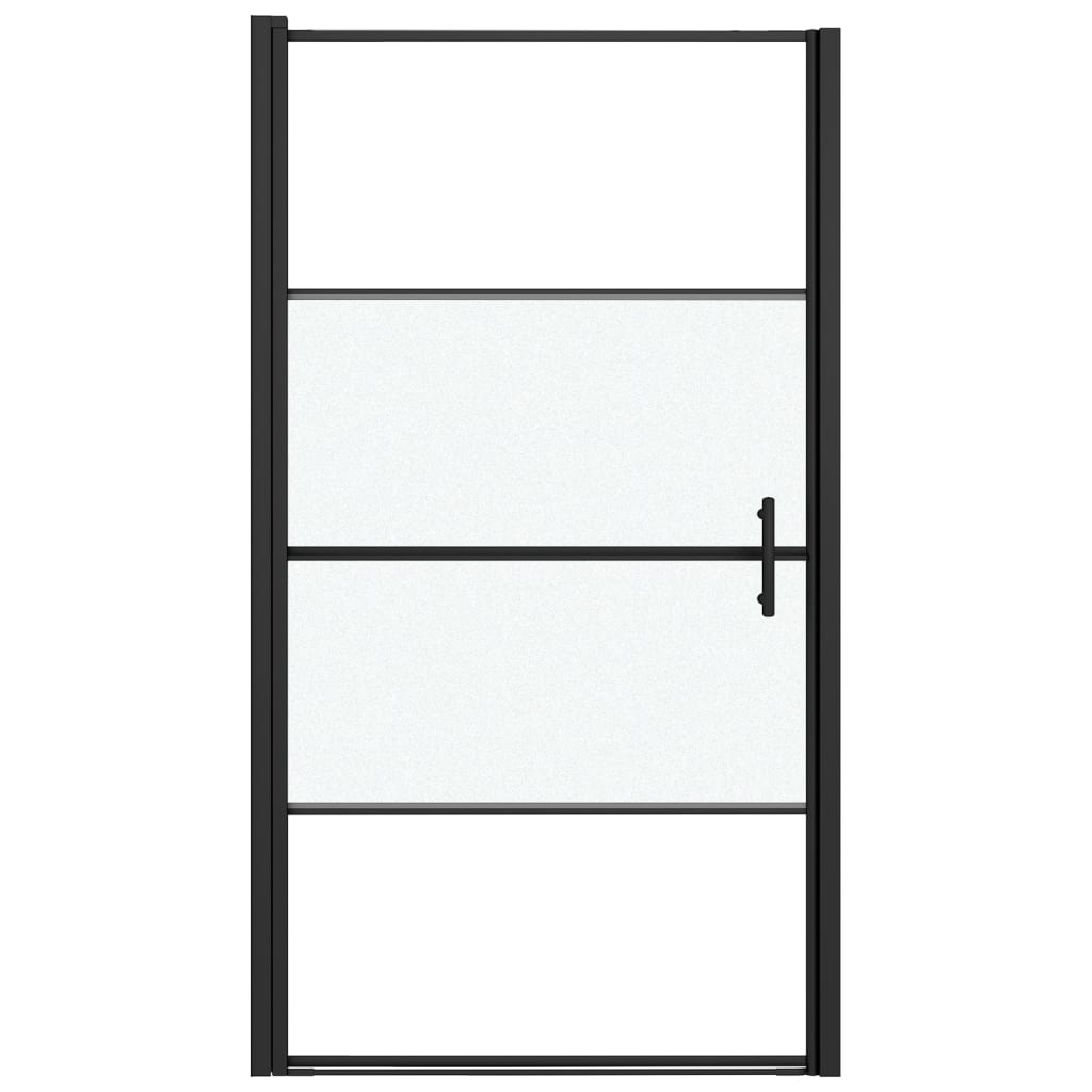 brusedør 100x178 cm halvmatteret hærdet glas sort