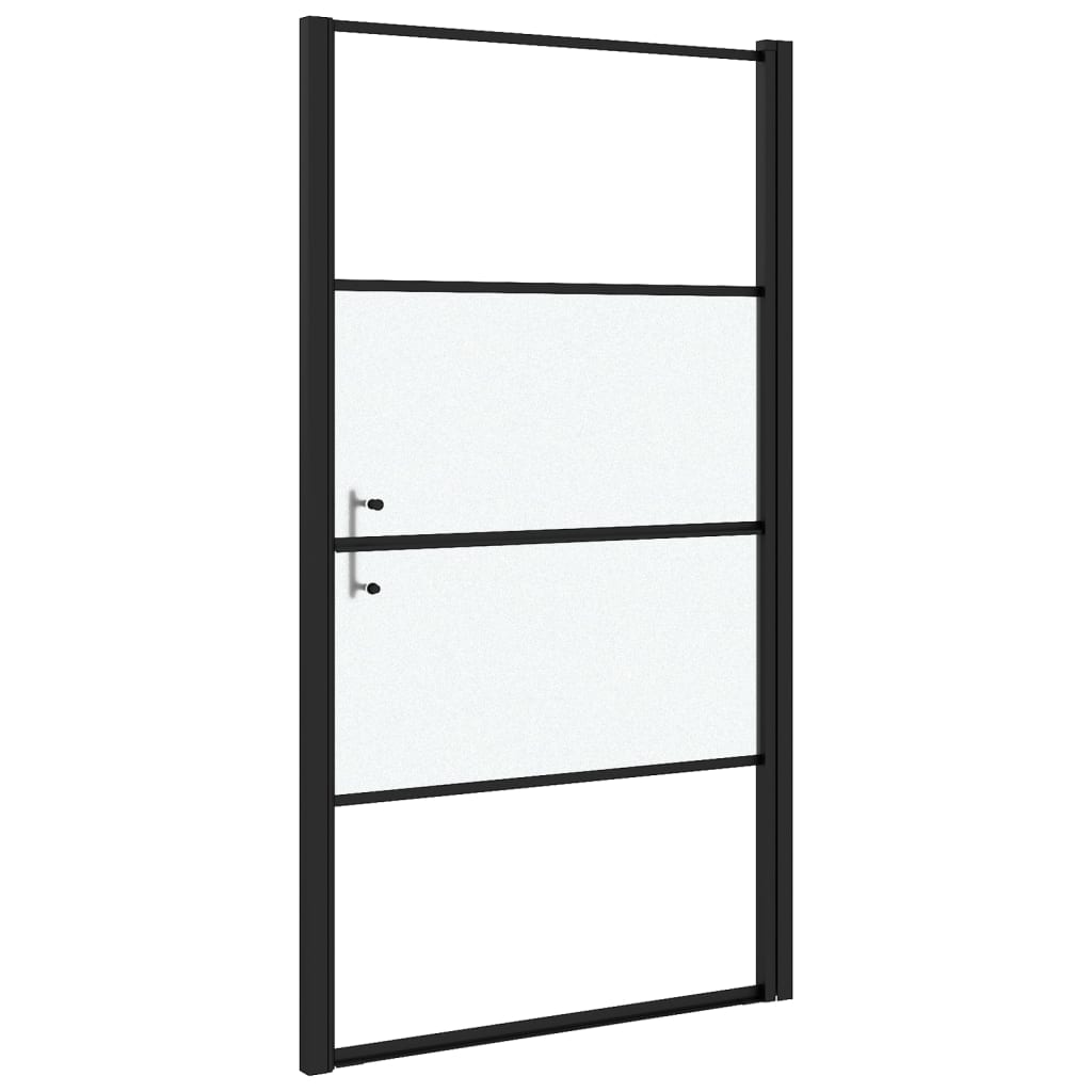 brusedør 100x178 cm halvmatteret hærdet glas sort