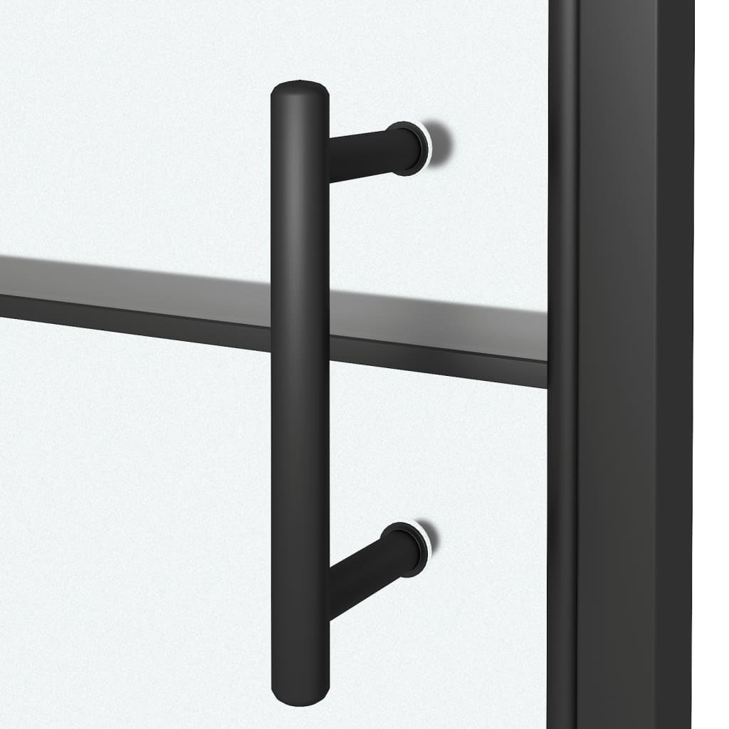 brusedør 100x178 cm halvmatteret hærdet glas sort