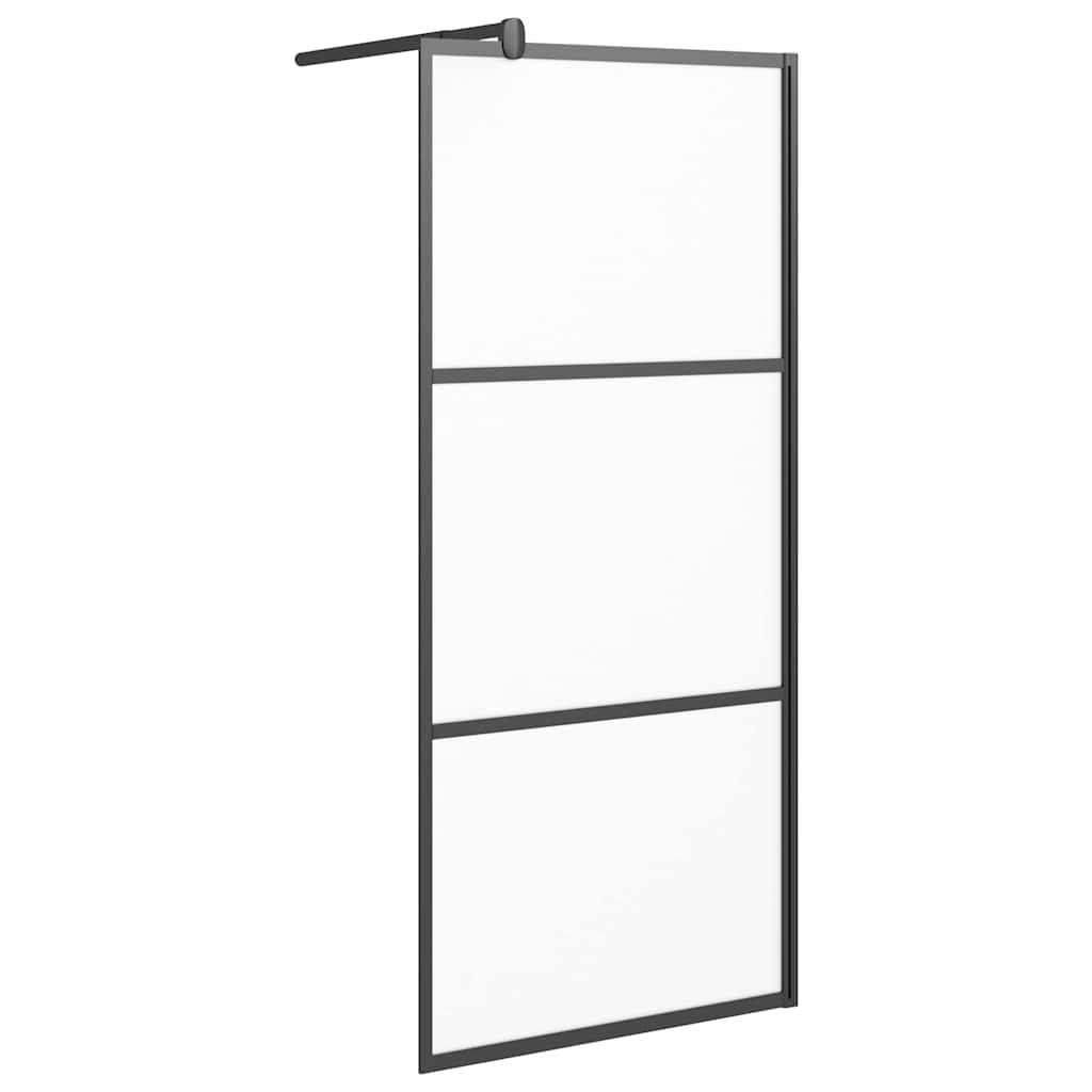 brusevæg 90x195 cm matteret sikkerhedsglas sort