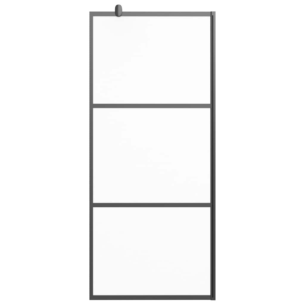 brusevæg 90x195 cm matteret sikkerhedsglas sort
