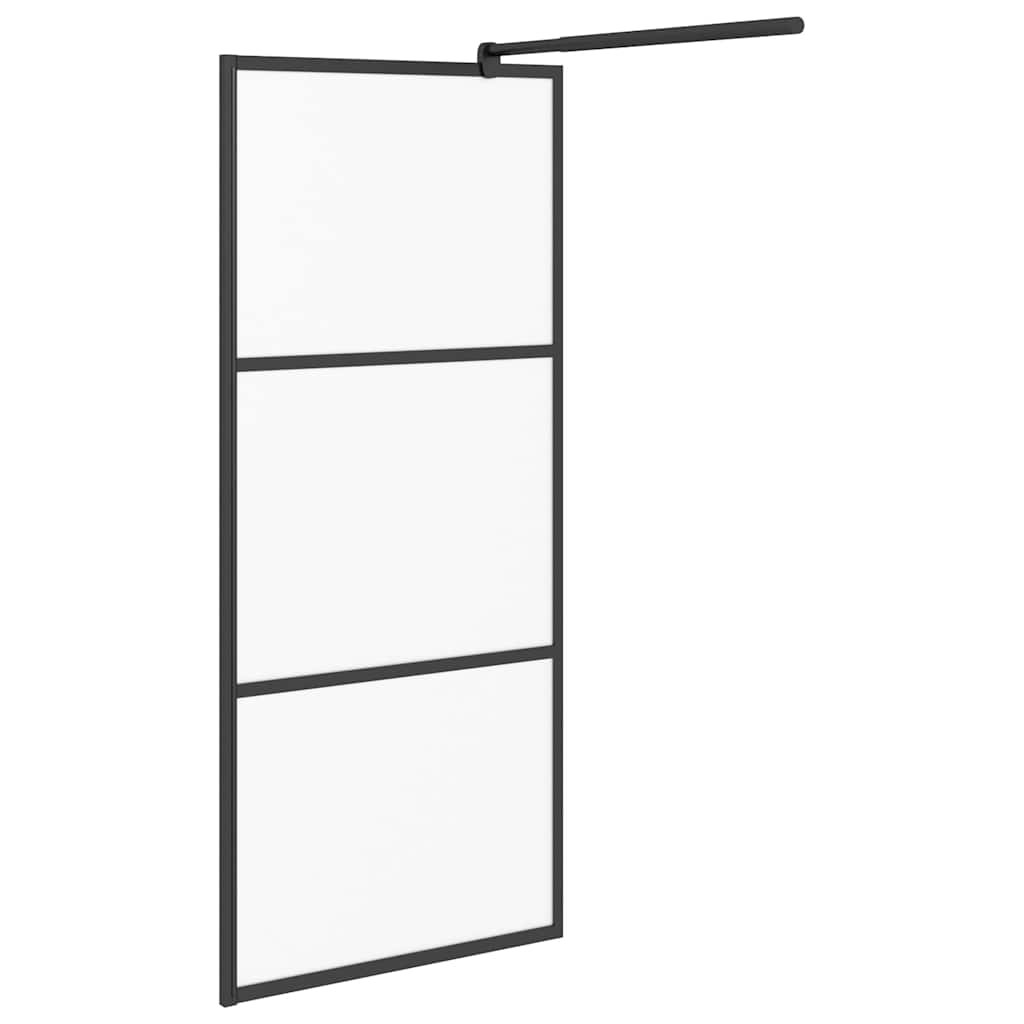 brusevæg 90x195 cm matteret sikkerhedsglas sort
