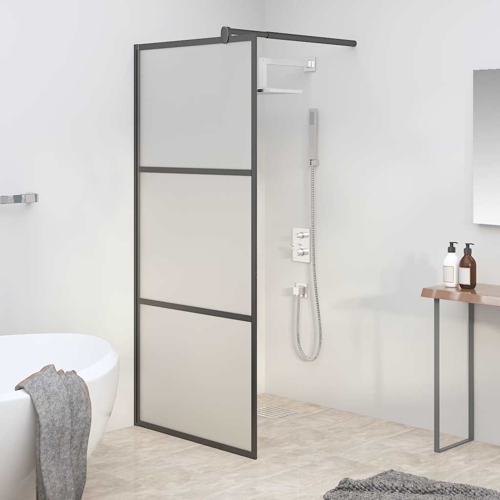 brusevæg 90x195 cm matteret sikkerhedsglas sort