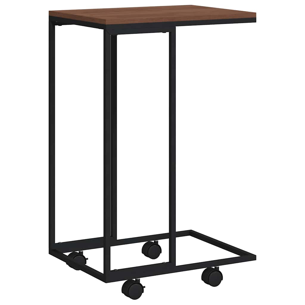 sidebord med hjul 40x30x63,5 cm konstrueret træ sort