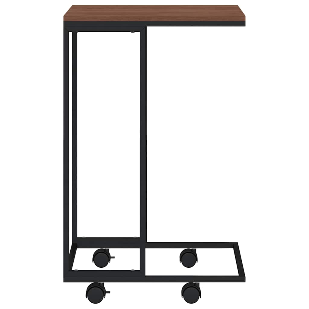 sidebord med hjul 40x30x63,5 cm konstrueret træ sort