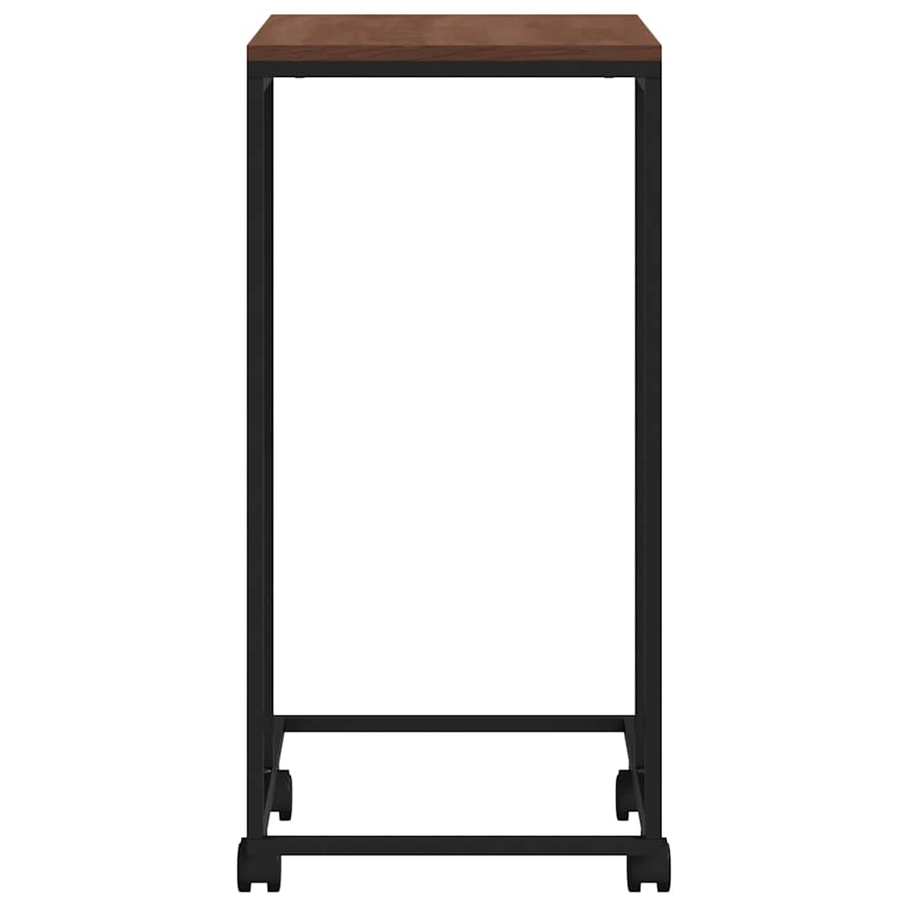 sidebord med hjul 40x30x63,5 cm konstrueret træ sort