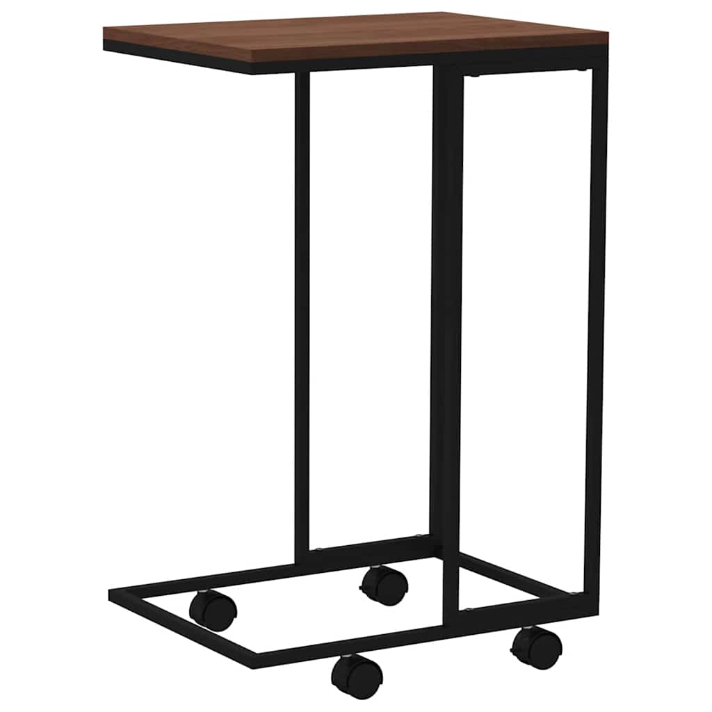 sidebord med hjul 40x30x63,5 cm konstrueret træ sort