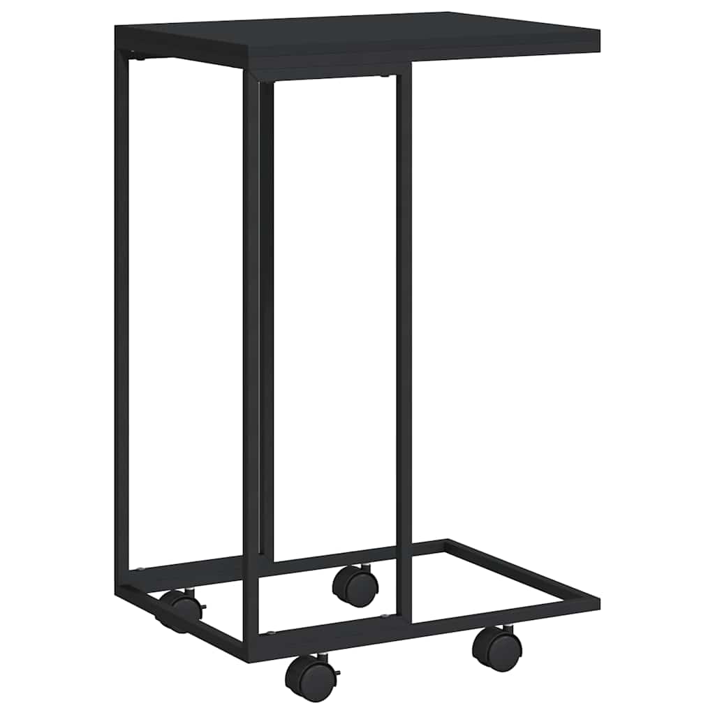 sidebord med hjul 40x30x63,5 cm konstrueret træ sort