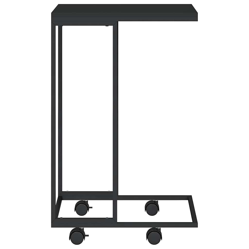 sidebord med hjul 40x30x63,5 cm konstrueret træ sort