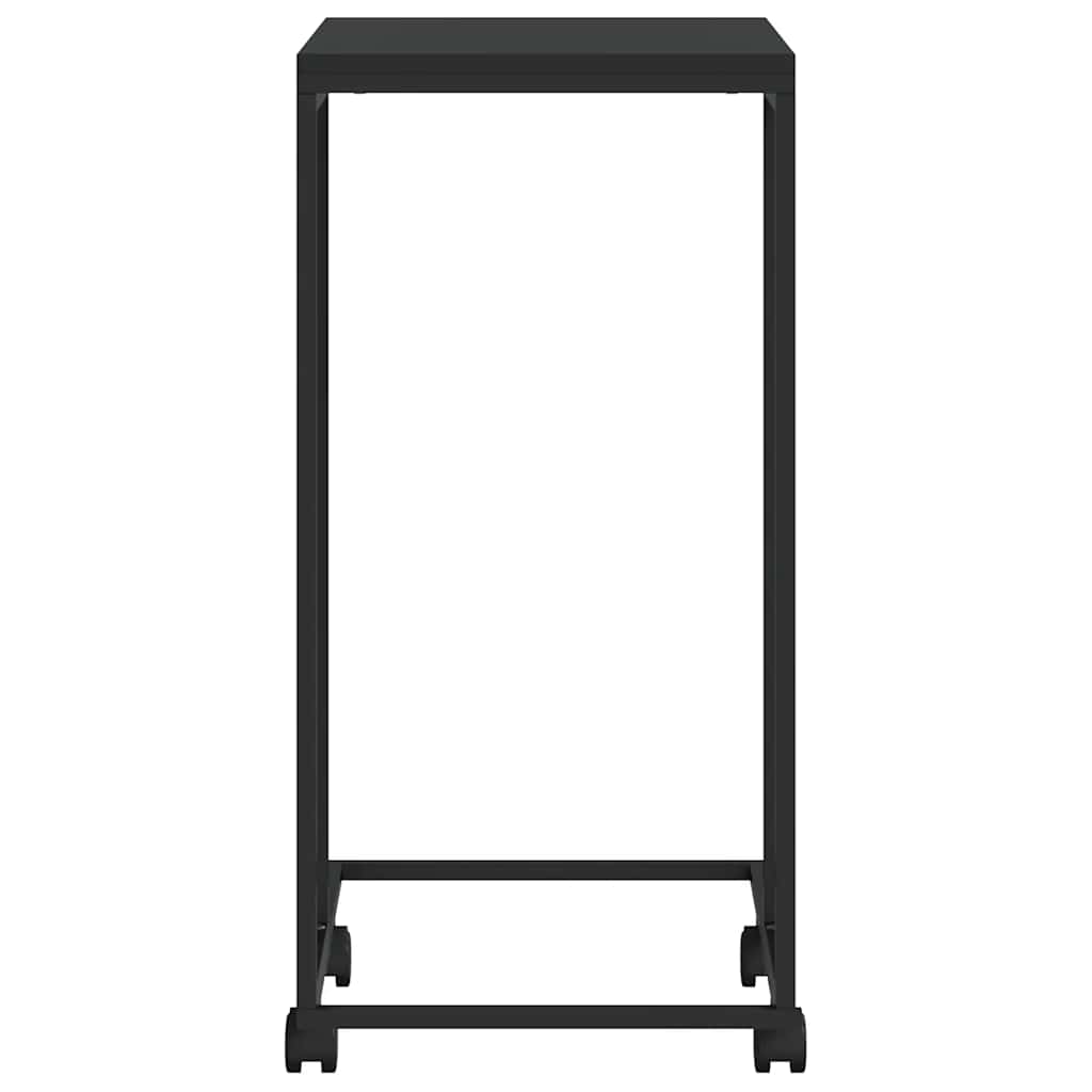 sidebord med hjul 40x30x63,5 cm konstrueret træ sort