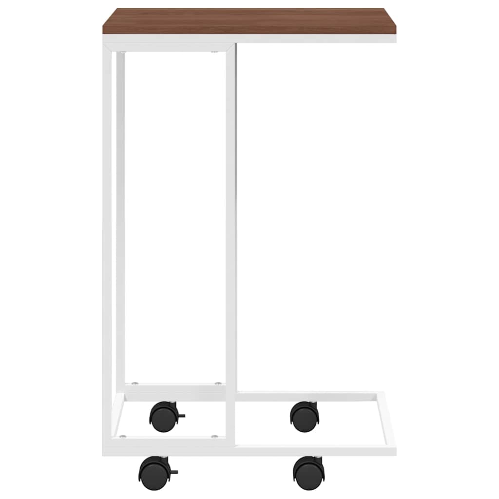 sidebord med hjul 40x30x63,5 cm konstrueret træ hvid