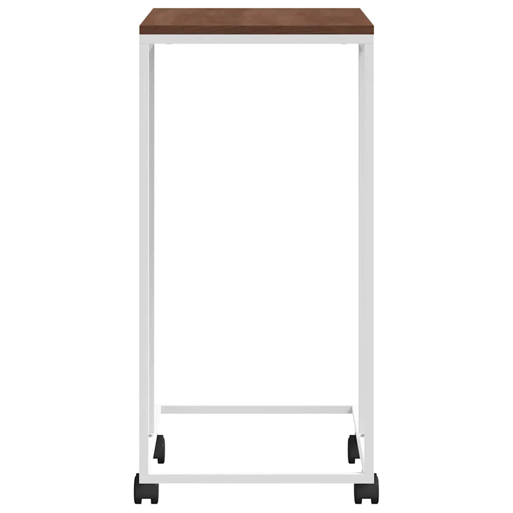 sidebord med hjul 40x30x63,5 cm konstrueret træ hvid