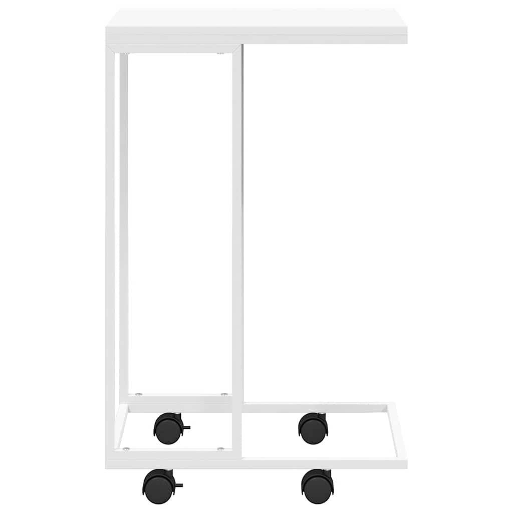 sidebord med hjul 40x30x63,5 cm konstrueret træ hvid