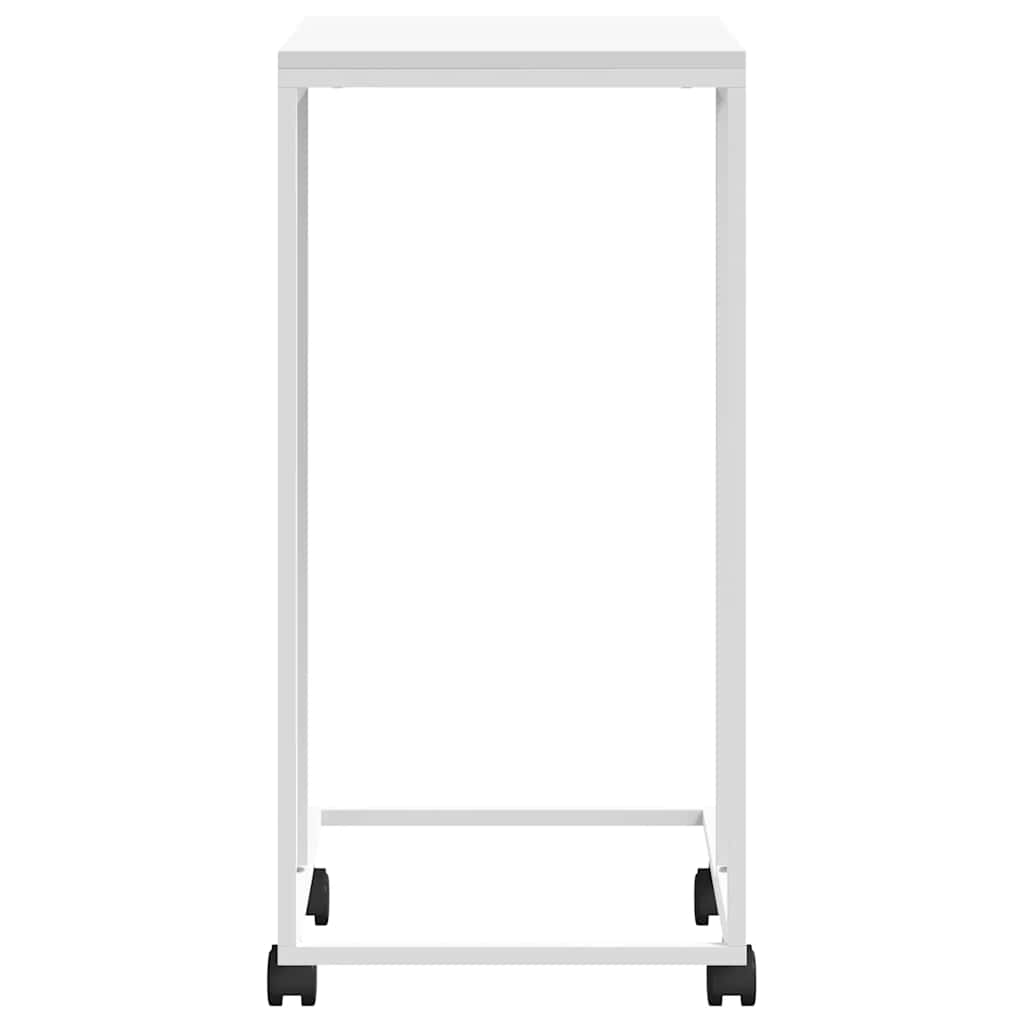 sidebord med hjul 40x30x63,5 cm konstrueret træ hvid