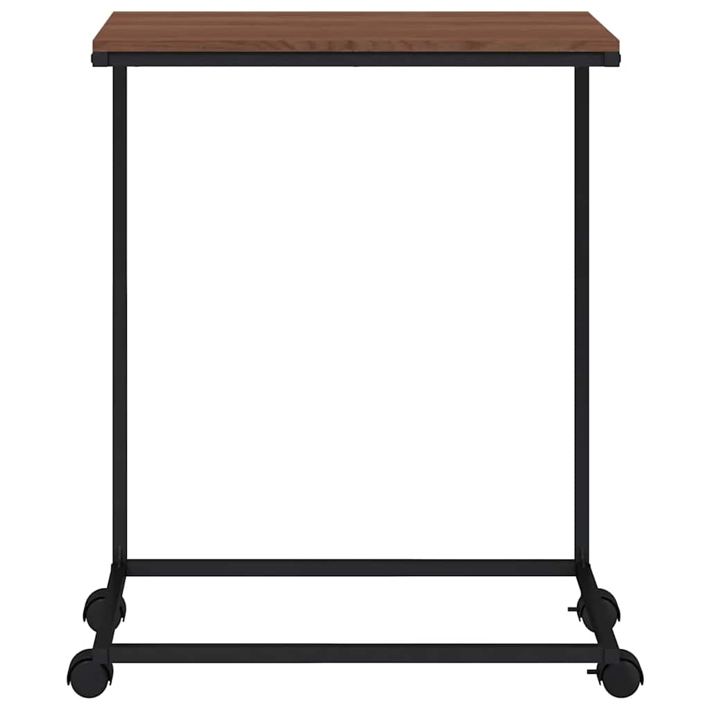 sidebord med hjul 55x35x70 cm konstrueret træ sort