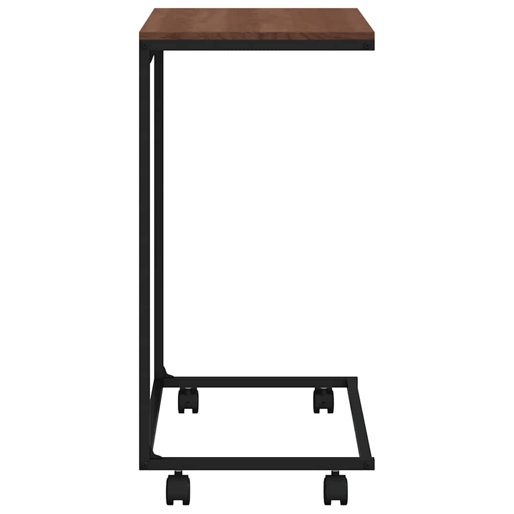 sidebord med hjul 55x35x70 cm konstrueret træ sort