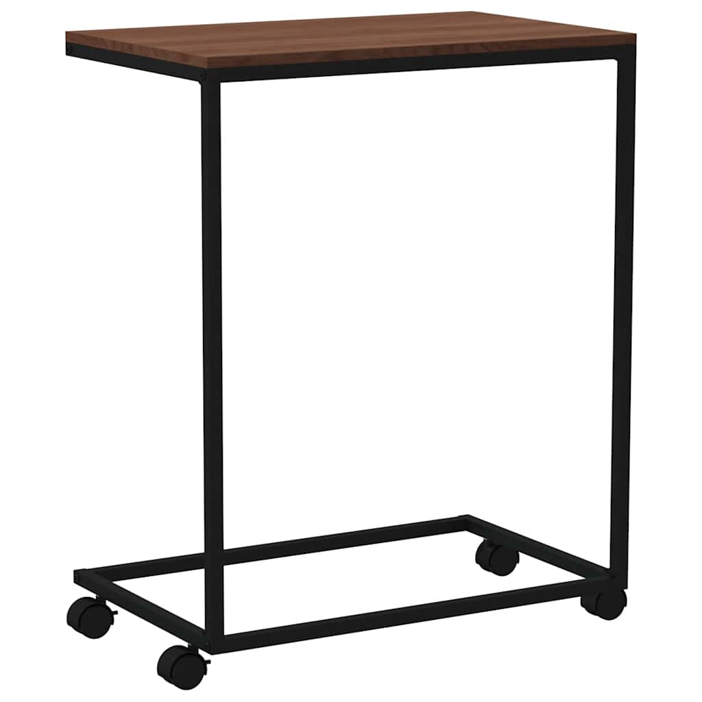 sidebord med hjul 55x35x70 cm konstrueret træ sort