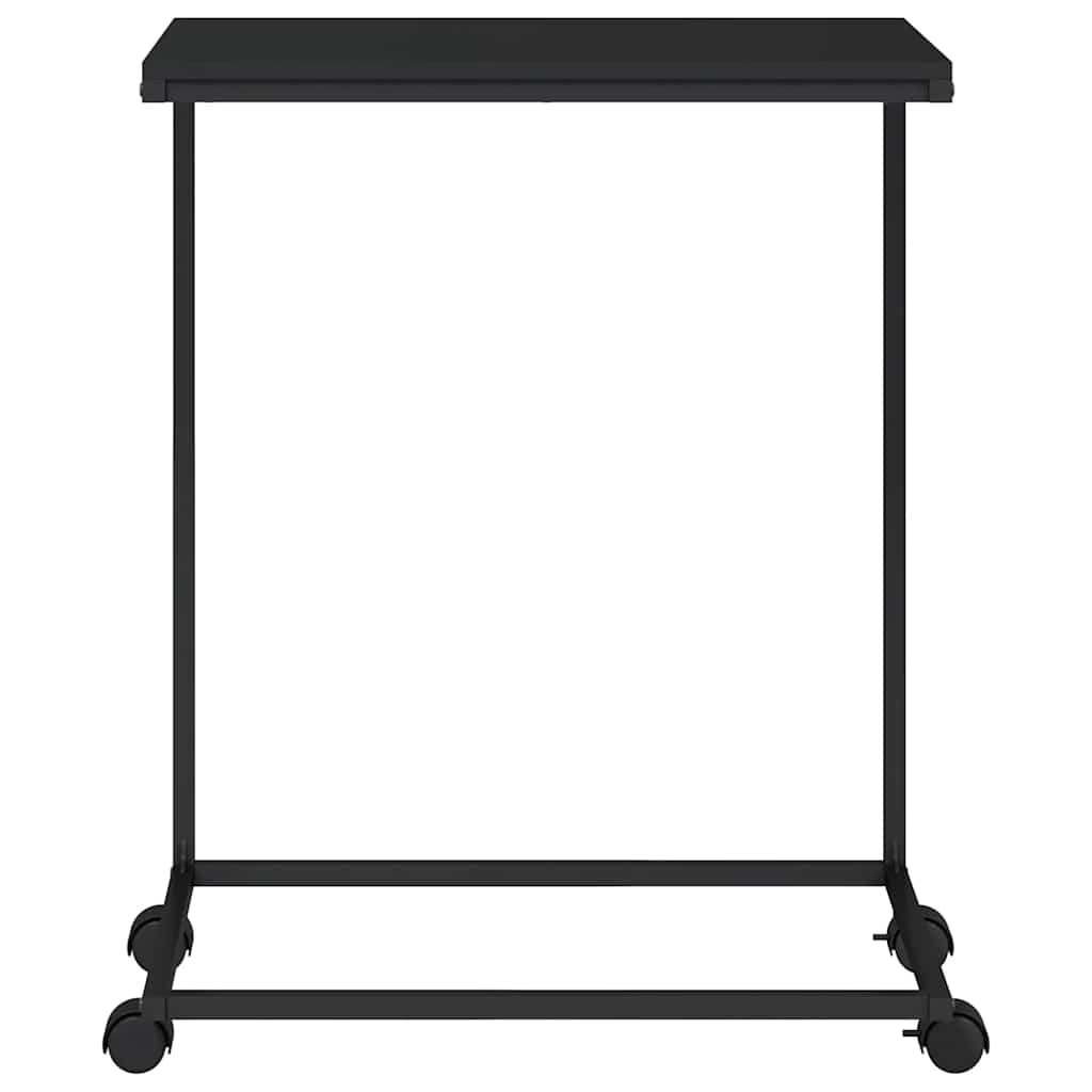 sidebord med hjul 55x35x70 cm konstrueret træ sort