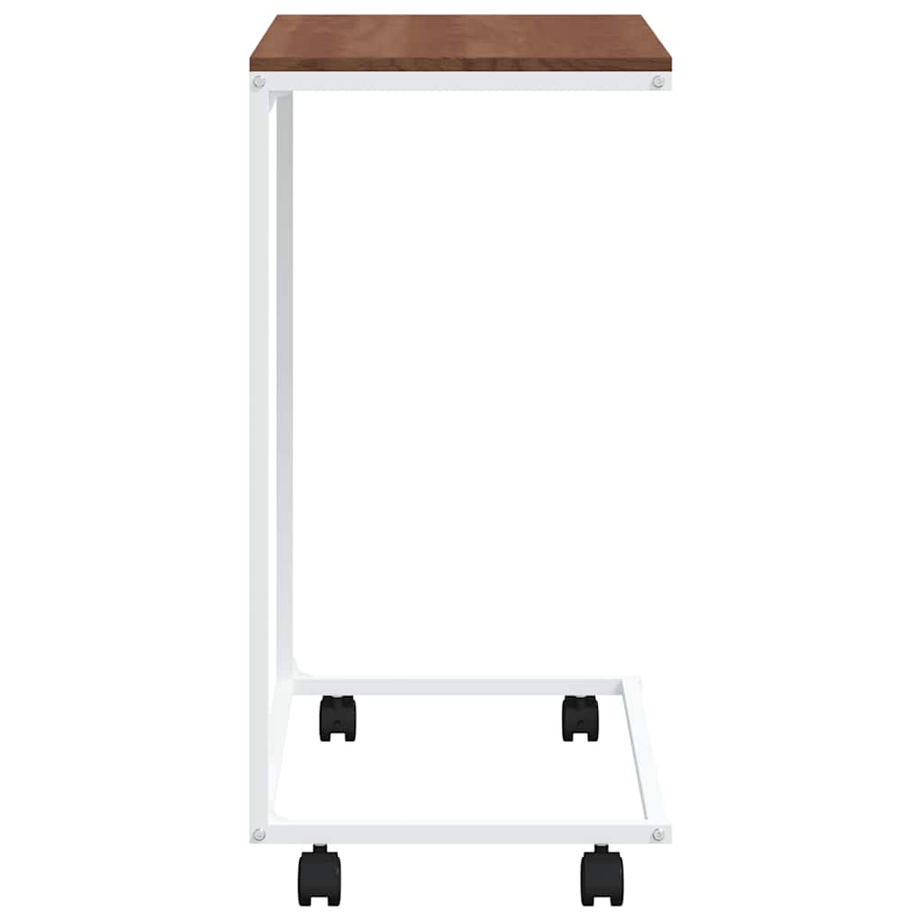 sidebord med hjul 55x35x70 cm konstrueret træ hvid