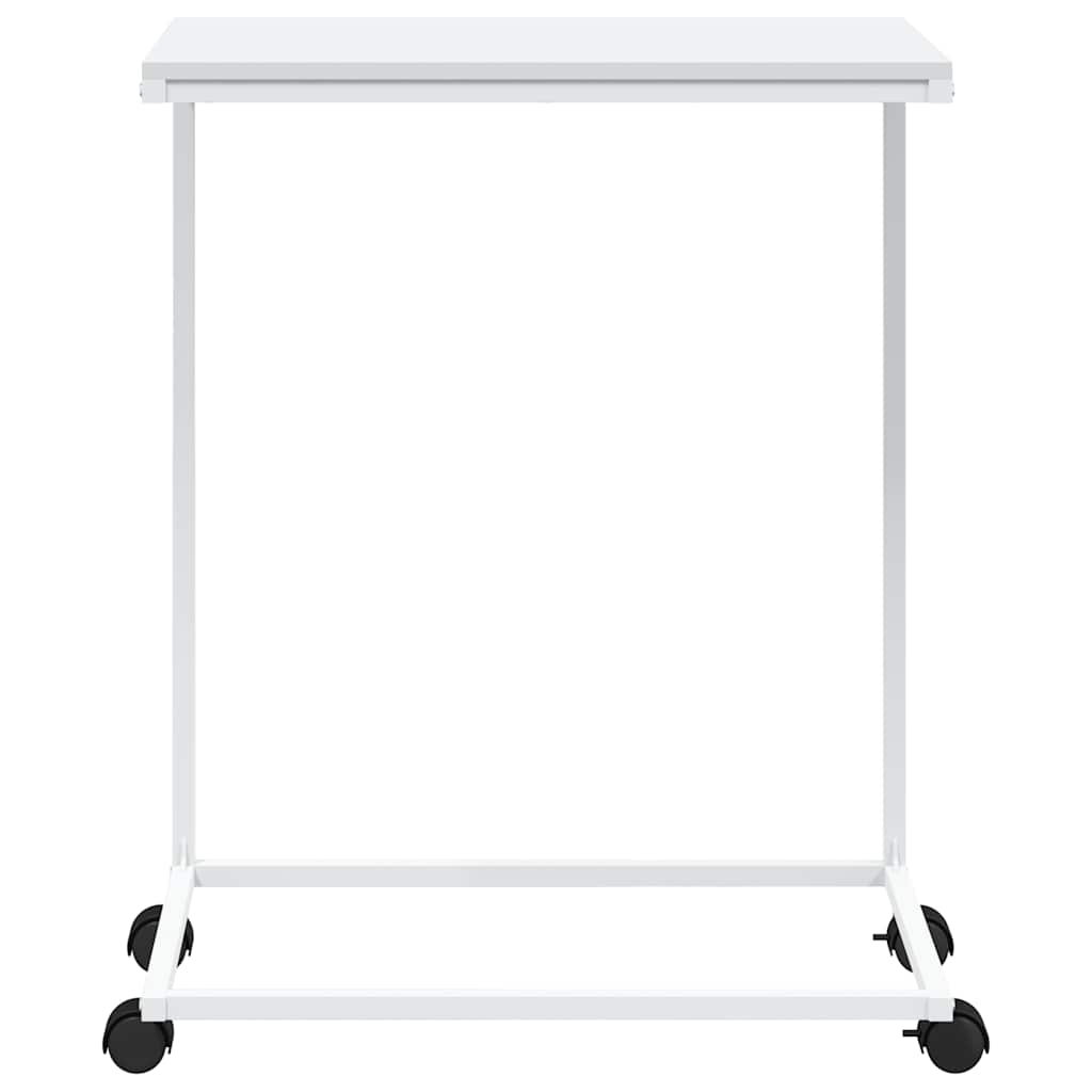 sidebord med hjul 55x35x70 cm konstrueret træ hvid