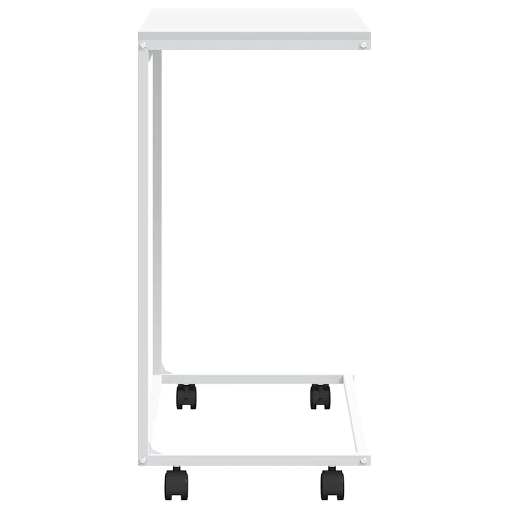 sidebord med hjul 55x35x70 cm konstrueret træ hvid