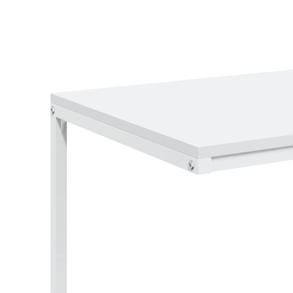 sidebord med hjul 55x35x70 cm konstrueret træ hvid