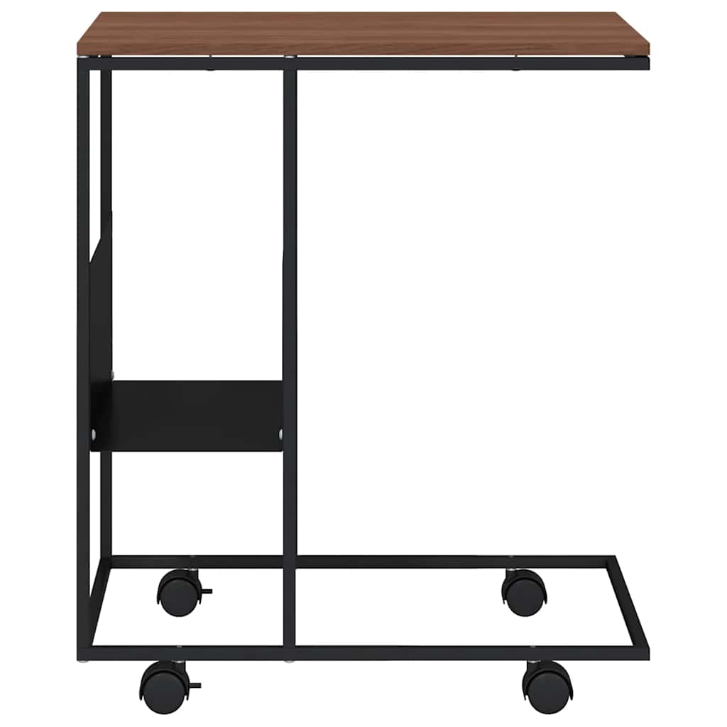 sidebord med hjul 55x36x63,5 cm konstrueret træ sort