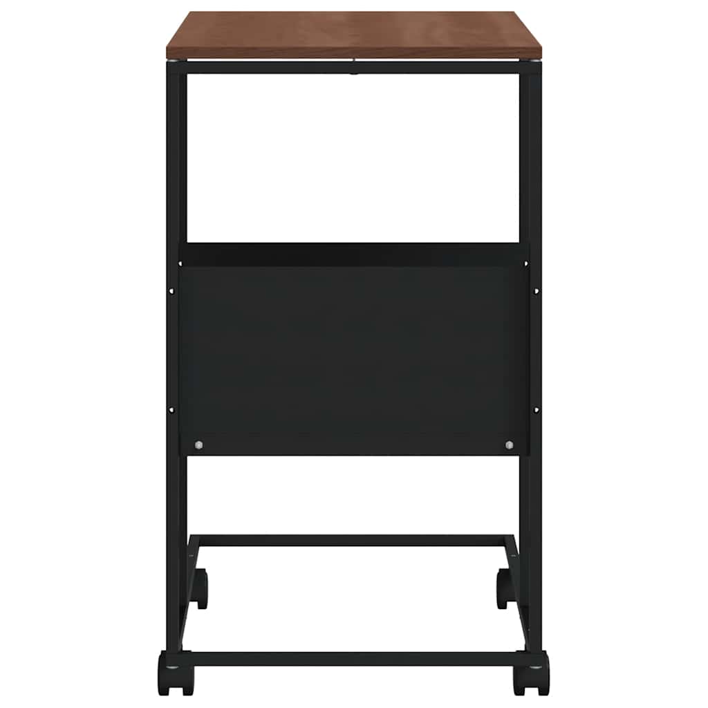 sidebord med hjul 55x36x63,5 cm konstrueret træ sort