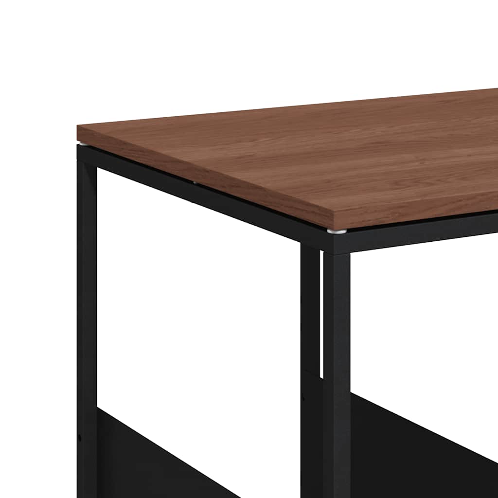sidebord med hjul 55x36x63,5 cm konstrueret træ sort